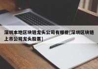 深圳本地区块链龙头公司有哪些[深圳区块链上市公司龙头股票]